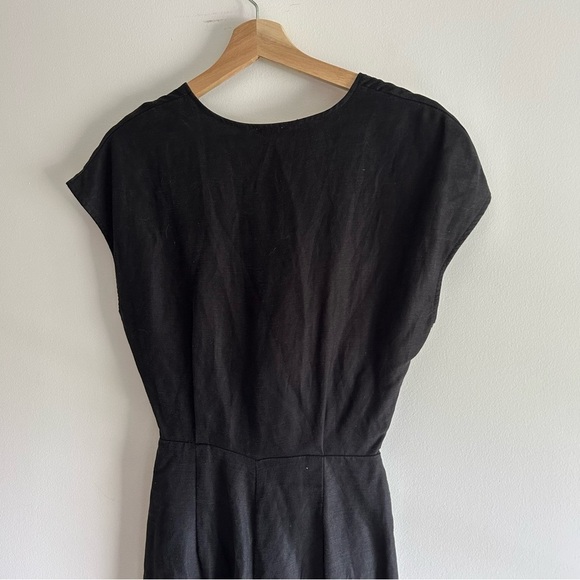 Aritzia Wilfred Ecoulement Open Tie Back Linen Jumpsuit Black sz 2 - Picture 4 of 10